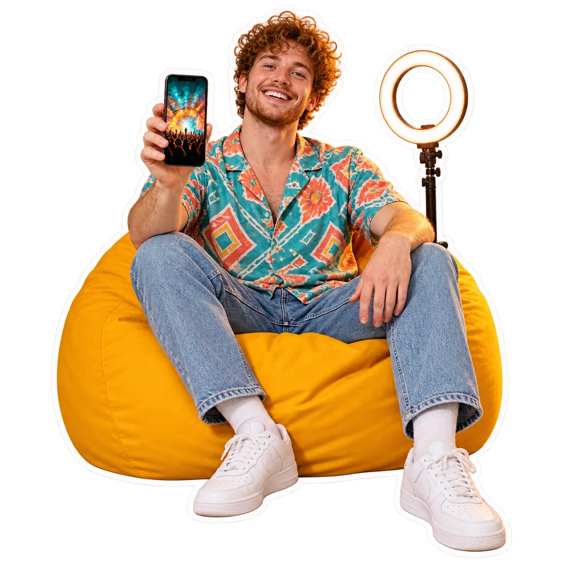 Clipper holding up a phone, ready to create